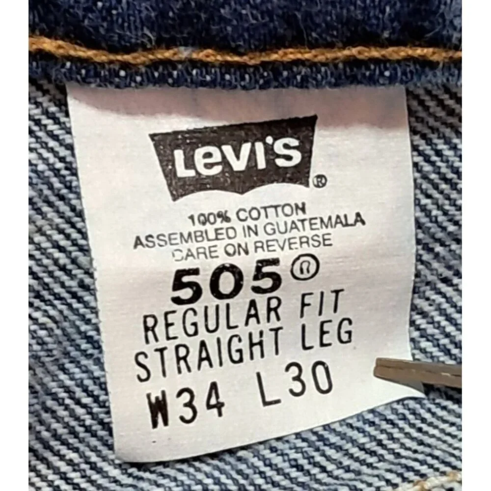 Levis 505 Jeans Mens Tagged 34‎ x 30 Orange Tab Regular Fit Straight Leg Jeans